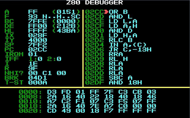 El depurador integrado en el emulador ZX81
