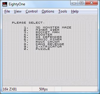 Emulación del ZX-81 sobre Windows Vista