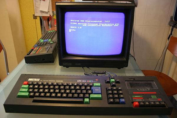 Amstrad CPC 464: Indicación (v1) al iniciar el sistema, versión 1.0 de BASIC