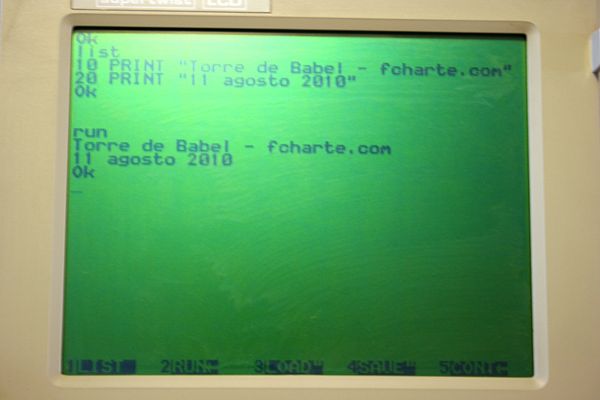 Amstrad PPC 512 - Detalle de la pantalla a 40 columnas.